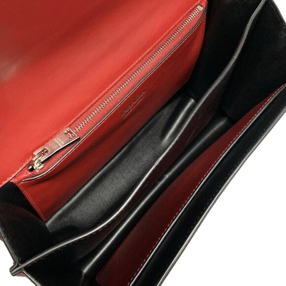 Auth PRADA Electra 1BA179 Fuoco Nero (Red) Black City Calf Saffiano Leather - Picture 15 of 16